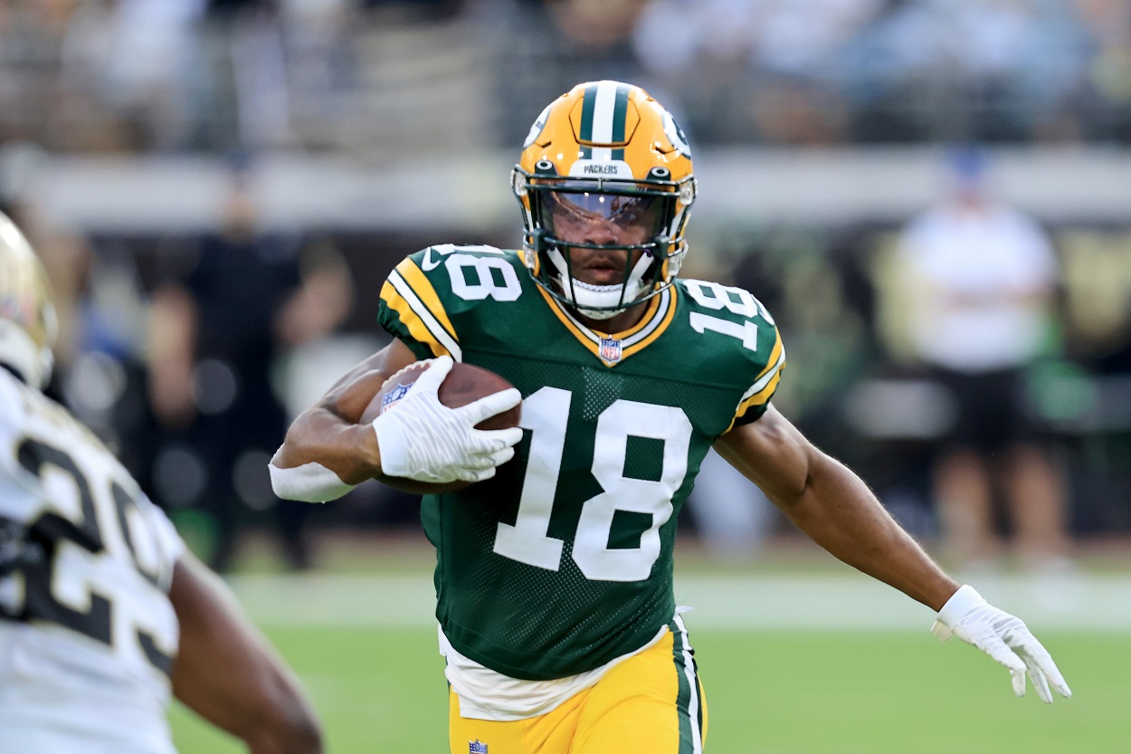 Randall Cobb of the Green Bay Packers on a catch-and-run against the New Orleans Saints