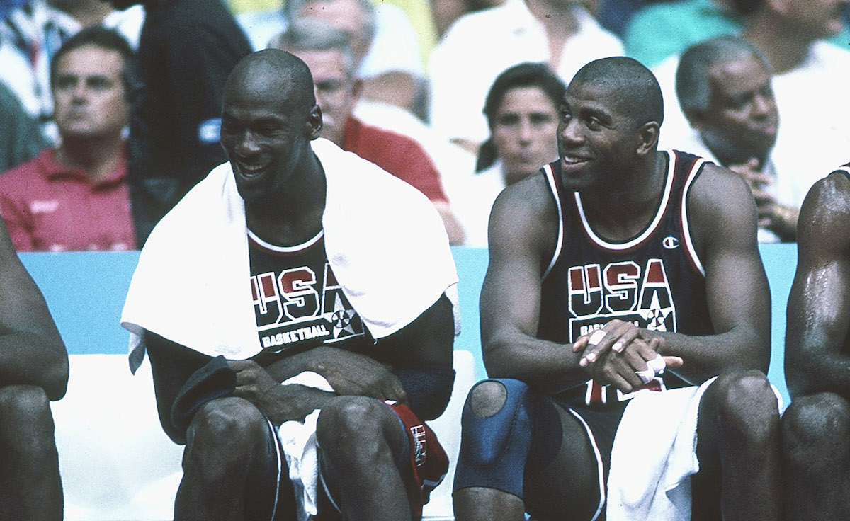 Michael Jordan and Magic Johnson of Team USA, the Dream Team.
