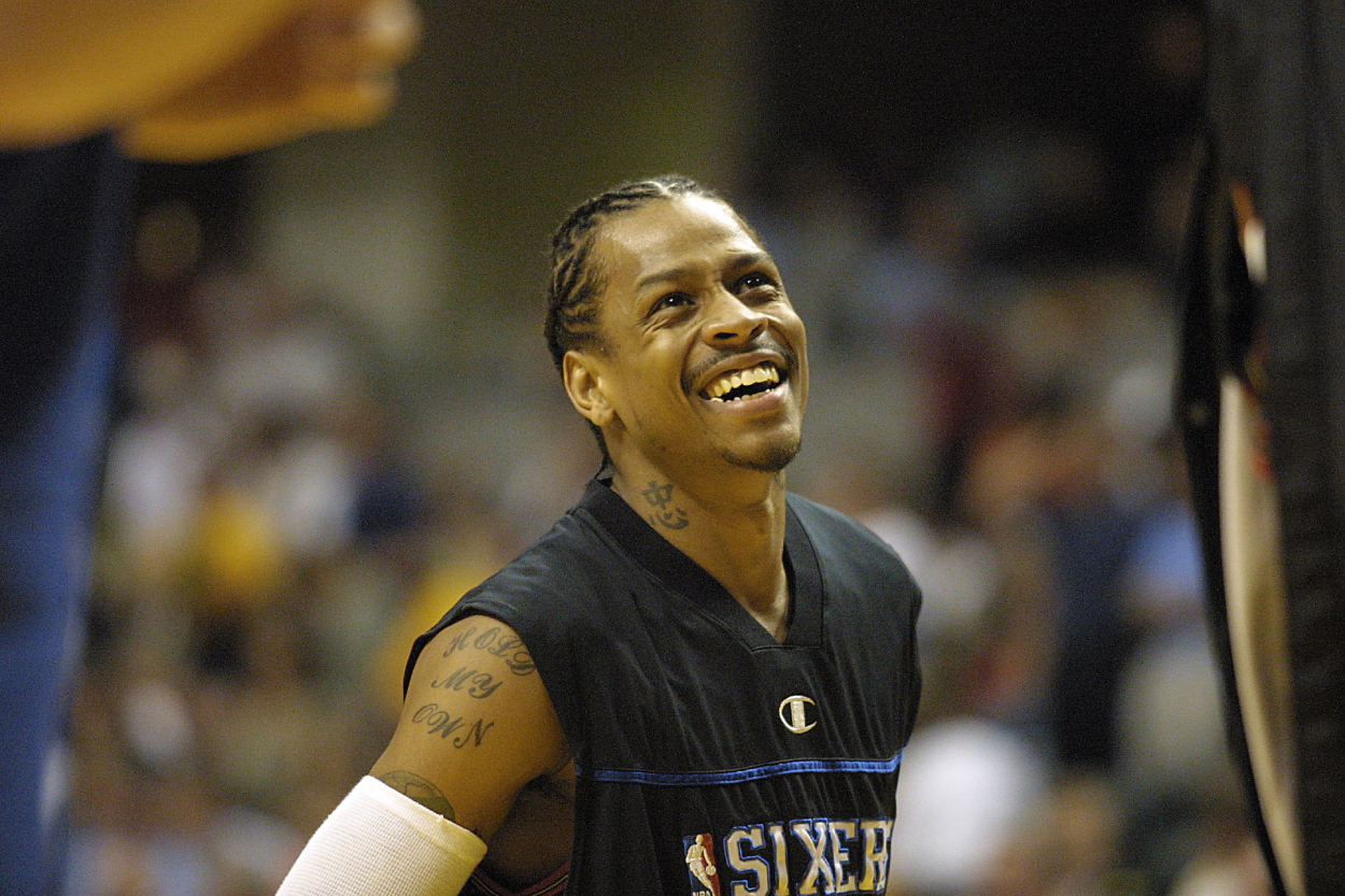 Former Philadelphia 76ers star Allen Iverson before a playoff game in 2001.