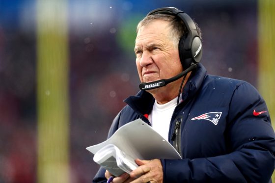 New England Patriots head coach Bill Belichick watches his team play against the Tennessee Titans.