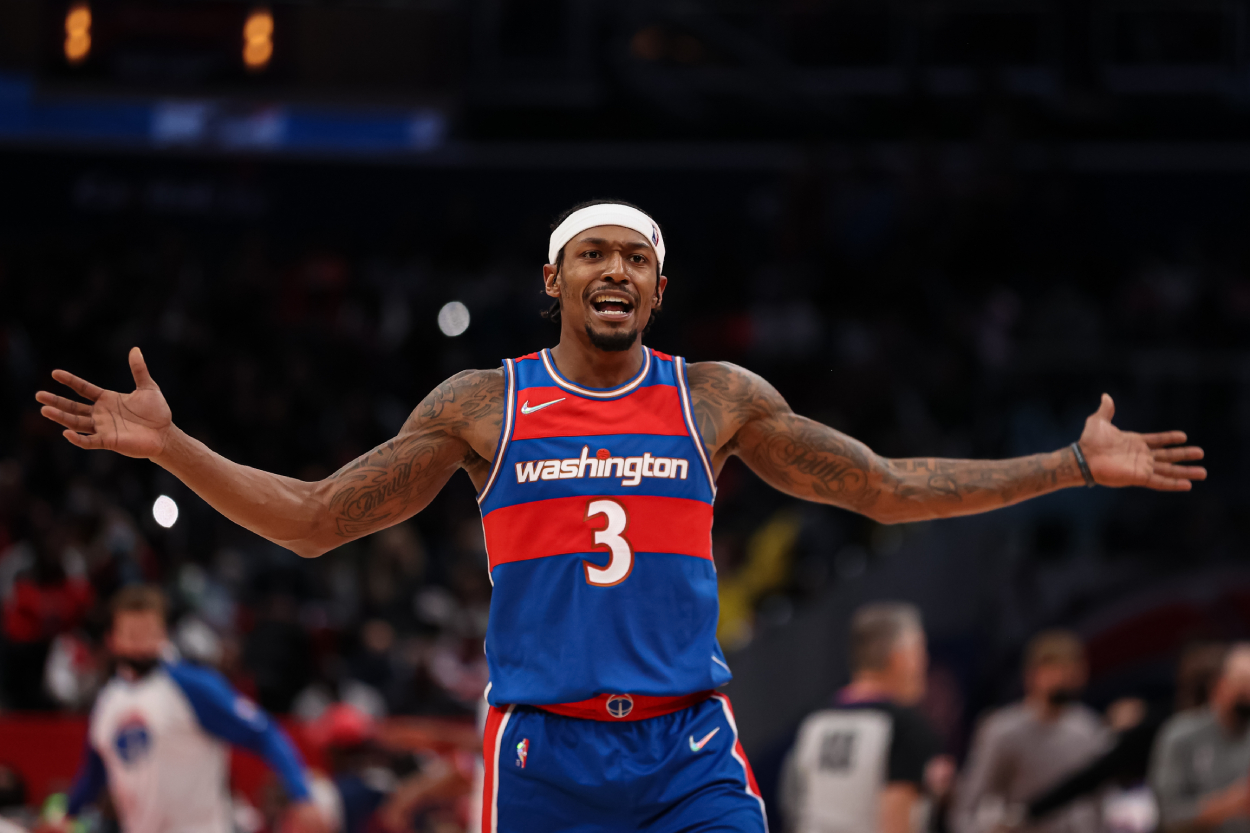 Washington Wizards superstar Bradley Beal during a game against the Milwaukee Bucks in 2021.