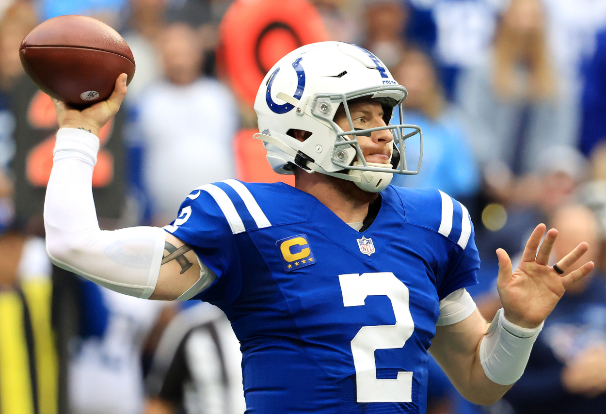 Indianapolis Colts quarterback Carson Wentz against the Titans in October 2021.
