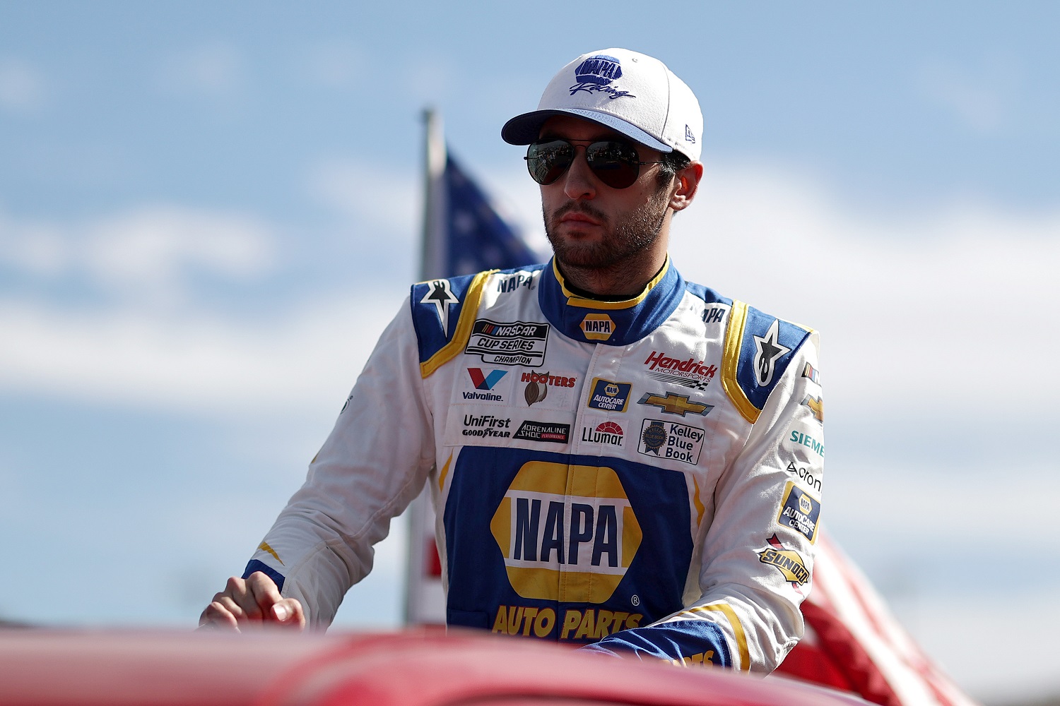 Chase Elliott, driver of the No. 9 Chevrolet, makes his Championship 4 introduction parade lap prior prior to the NASCAR Cup Series Championship at Phoenix Raceway on Nov. 7, 2021.