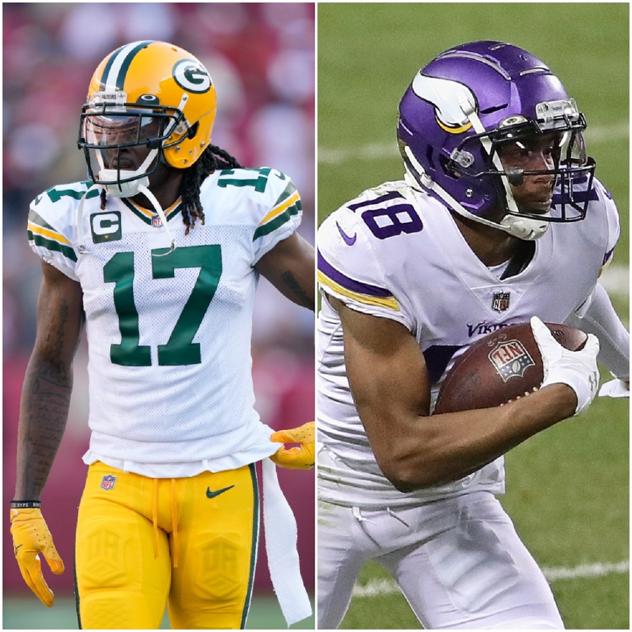 Davante Adams Packers and Justin Jefferson Vikings