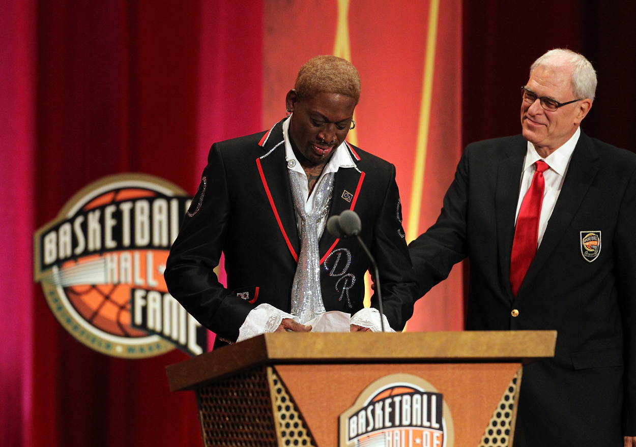 Chicago Bulls legends Dennis Rodman and Phil Jackson in 2011.