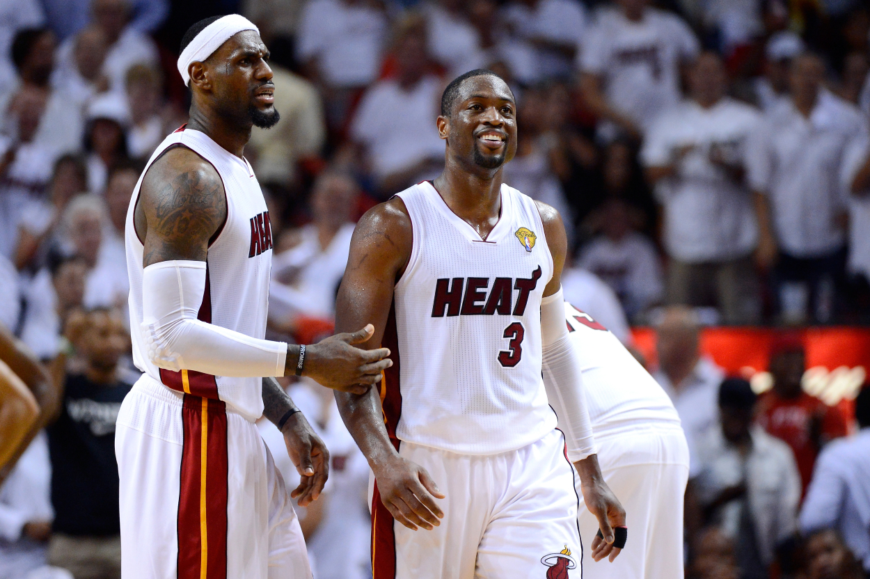 Former Miami Heat stars LeBron James and Dwyane Wade in 2012.