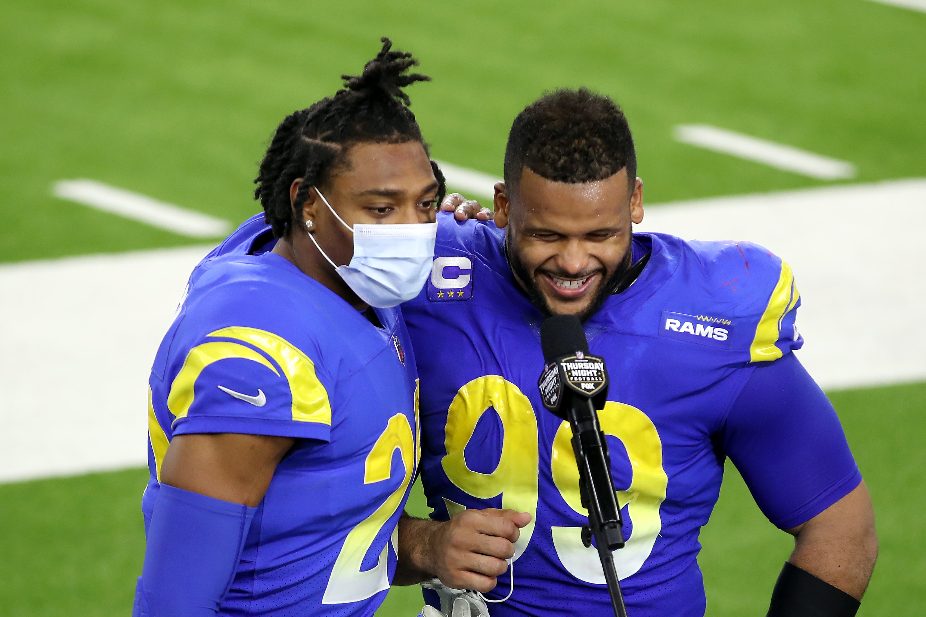 Rams star Aaron Donald is all smiles after Von Miller addition.
