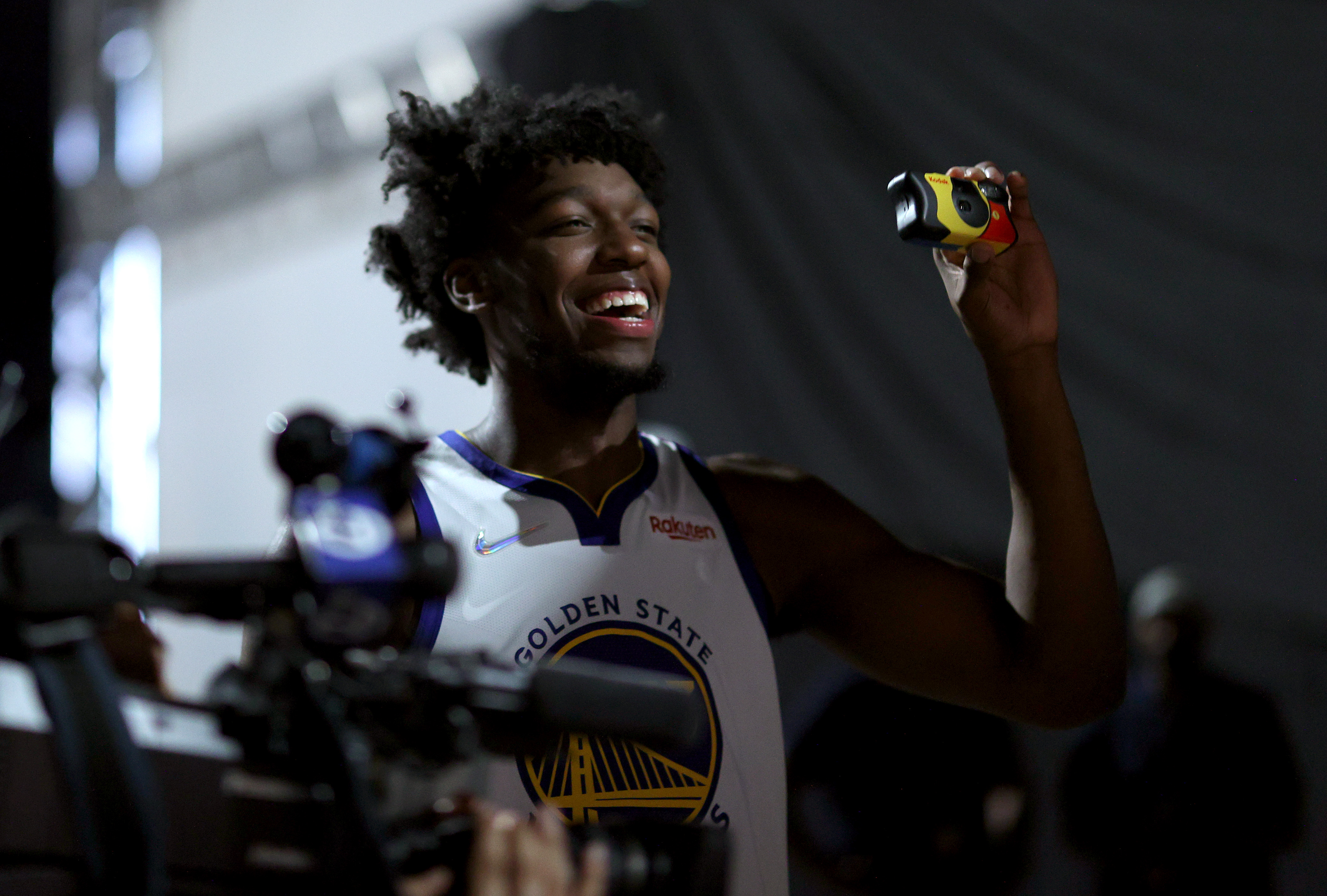 James Wiseman poses during Golden State Warriors Media Day