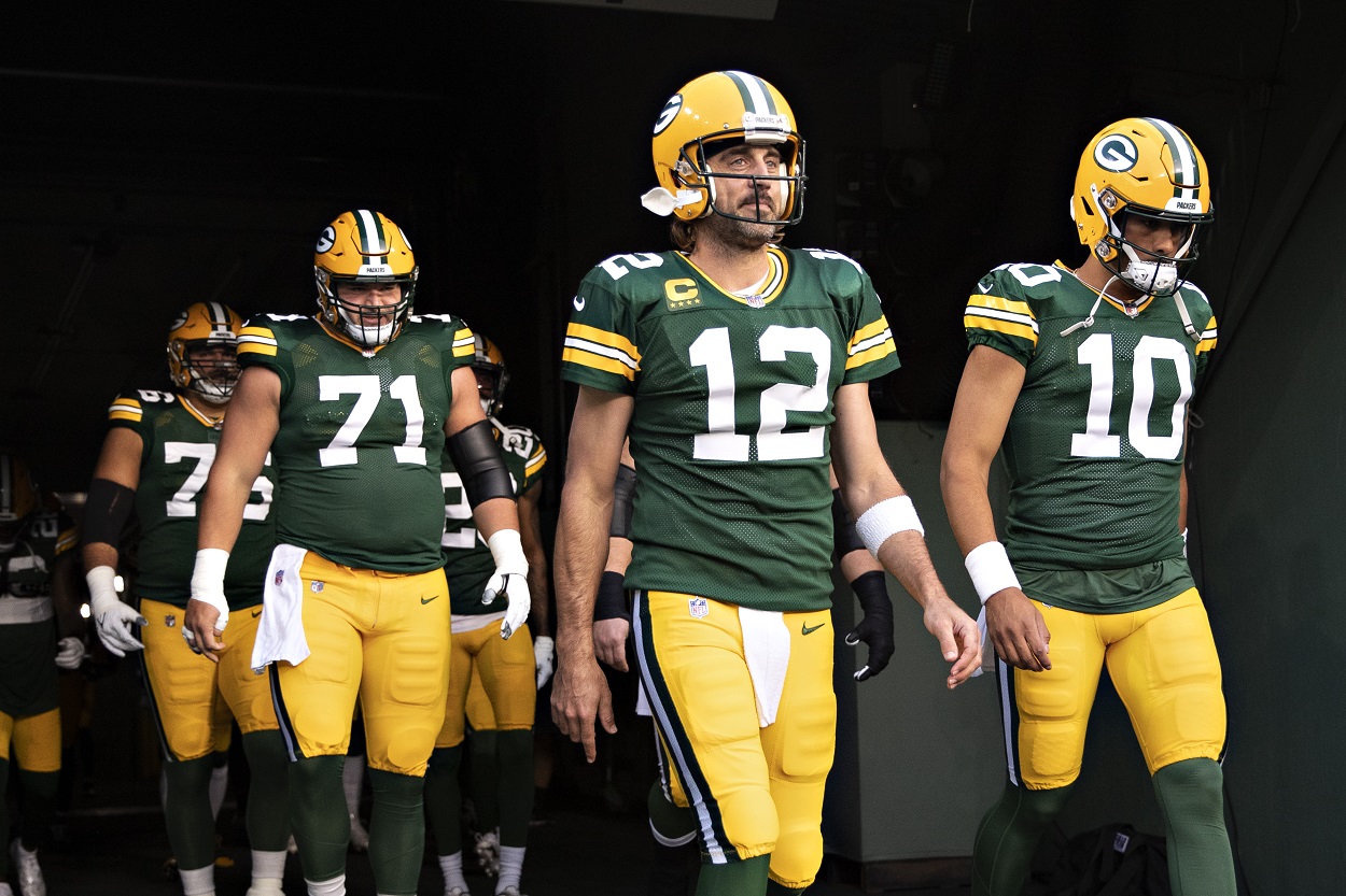 Jordan Love and Aaron Rodgers