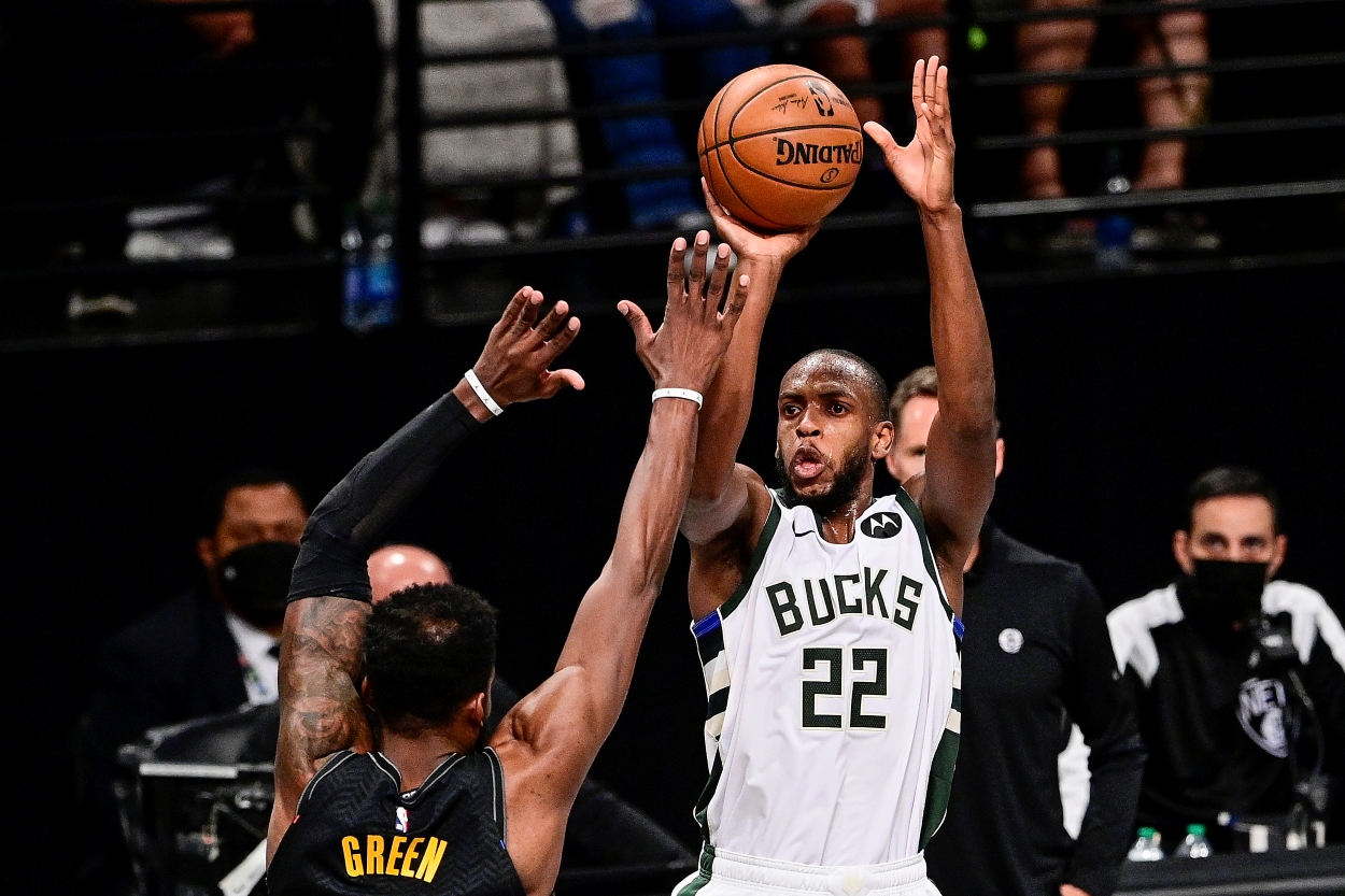 Khris Middleton of the Milwaukee Bucks adds two more points to his career stats with this jumper against the Brooklyn Nets.
