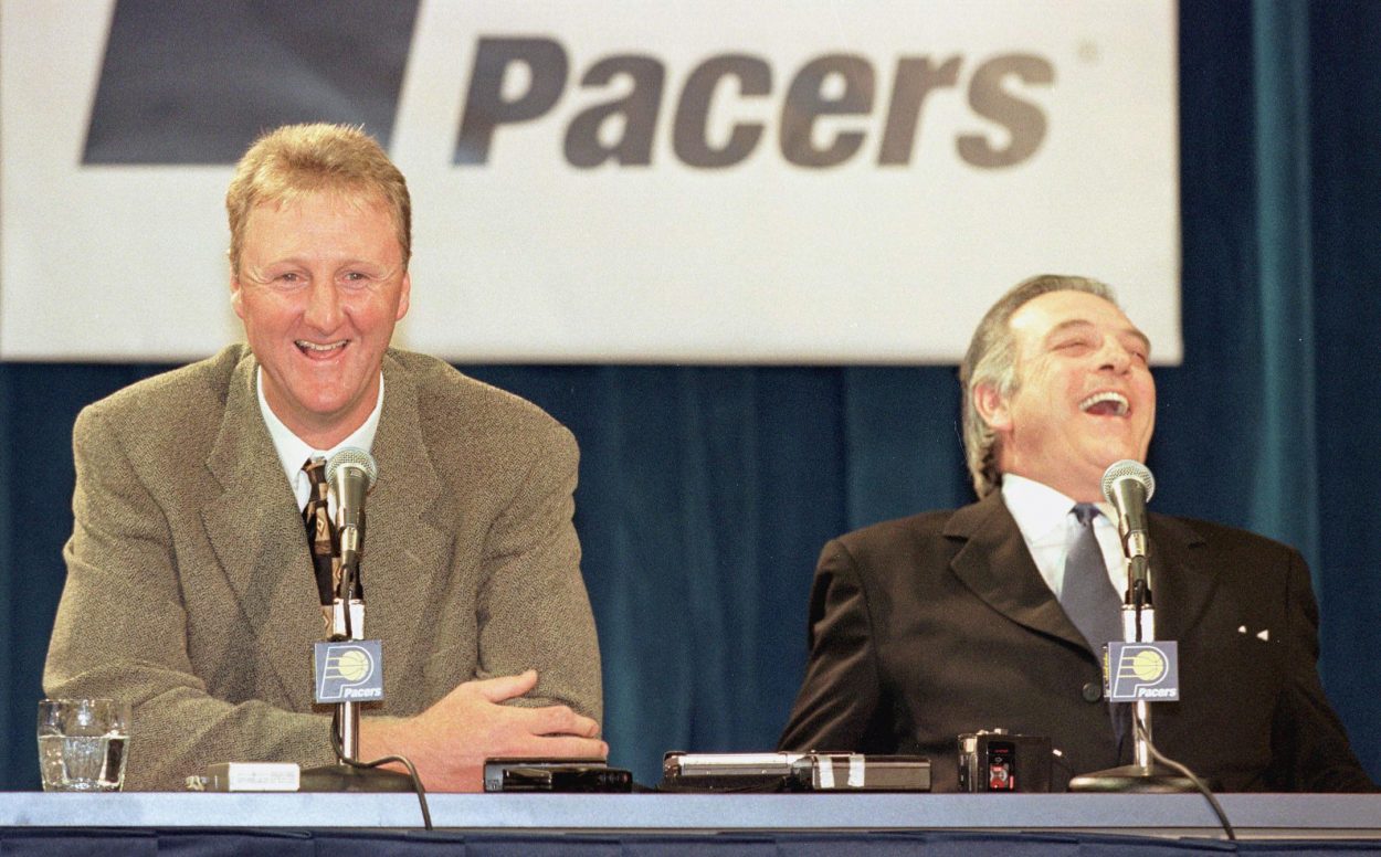 Larry Bird is introduced as head coach of the Indiana Pacers in 1997