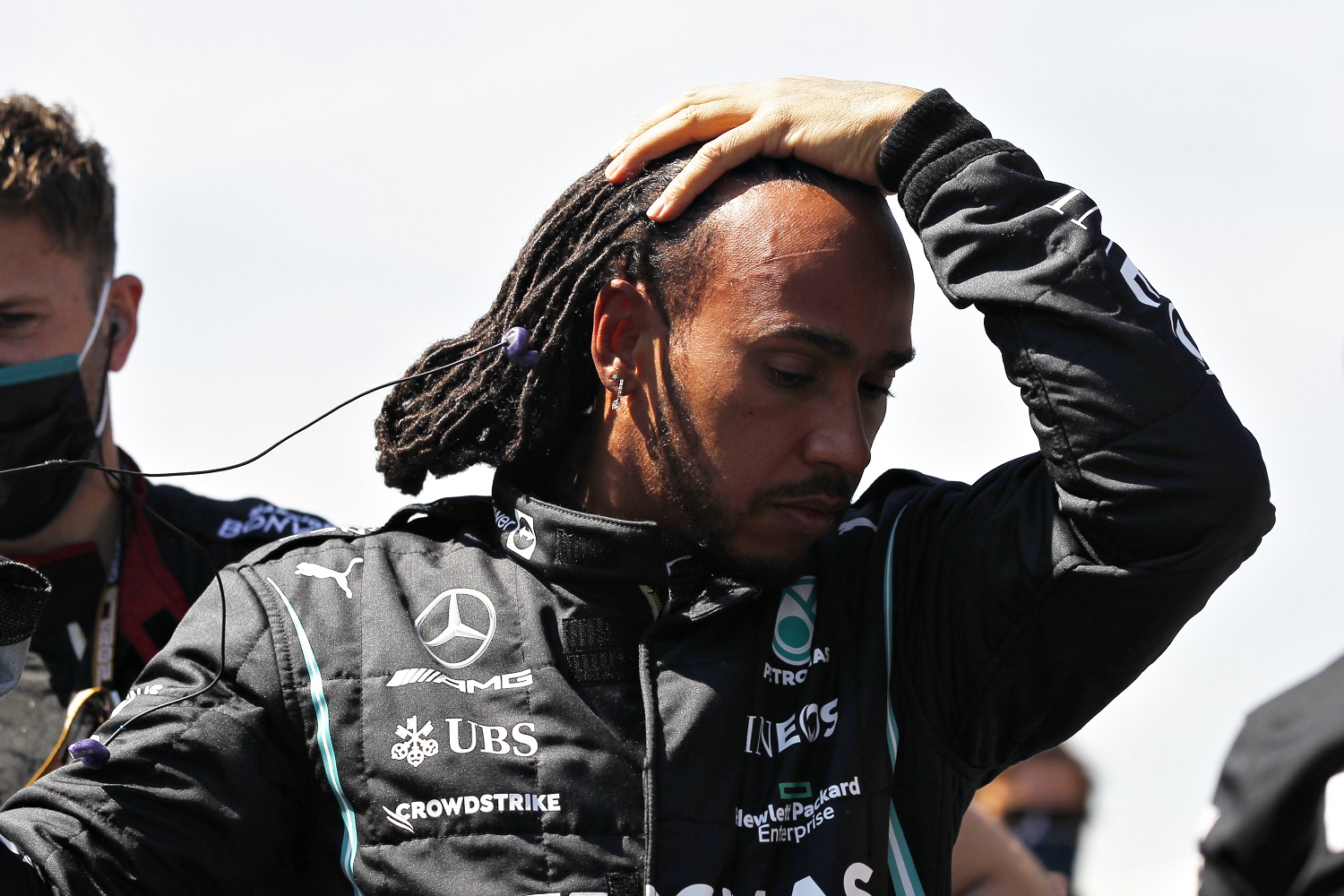 Lewis Hamilton of Great Britain and Mercedes GP prepares to drive on the grid during the Formula 1 Grand Prix of Mexico at Autodromo Hermanos Rodriguez on Nov. 7, 2021.