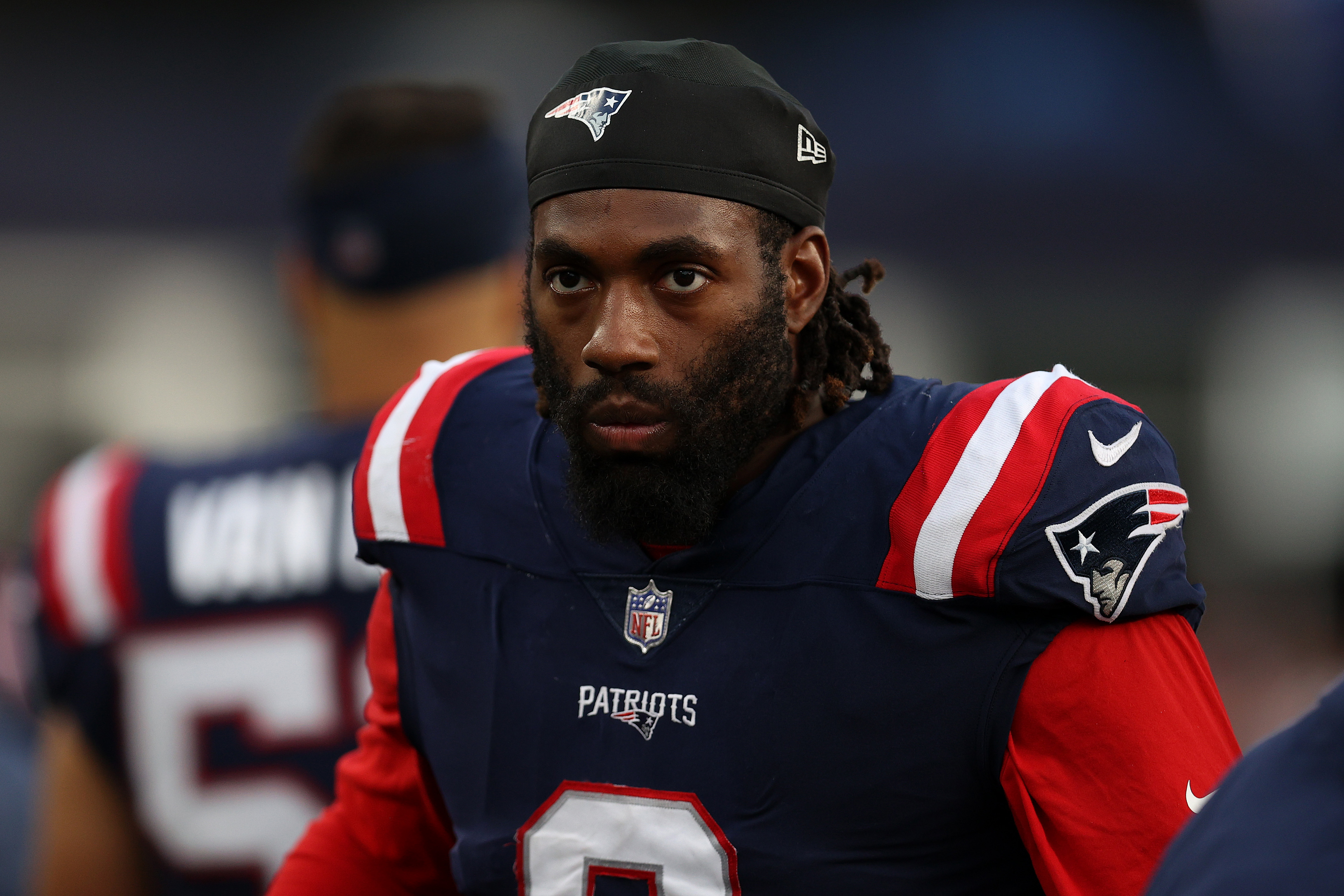 Patriots defensive end Matt Judon looks on during a game