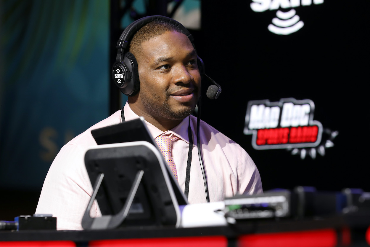 Former NFL player Maurice Jones-Drew speaks onstage during day one with SiriusXM at Super Bowl LIV on January 29, 2020 in Miami, Florida.