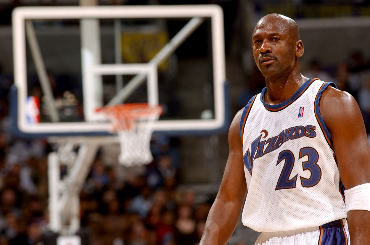 Chicago Bulls legend Michael Jordan during his career with the Washington Wizards in 2003.