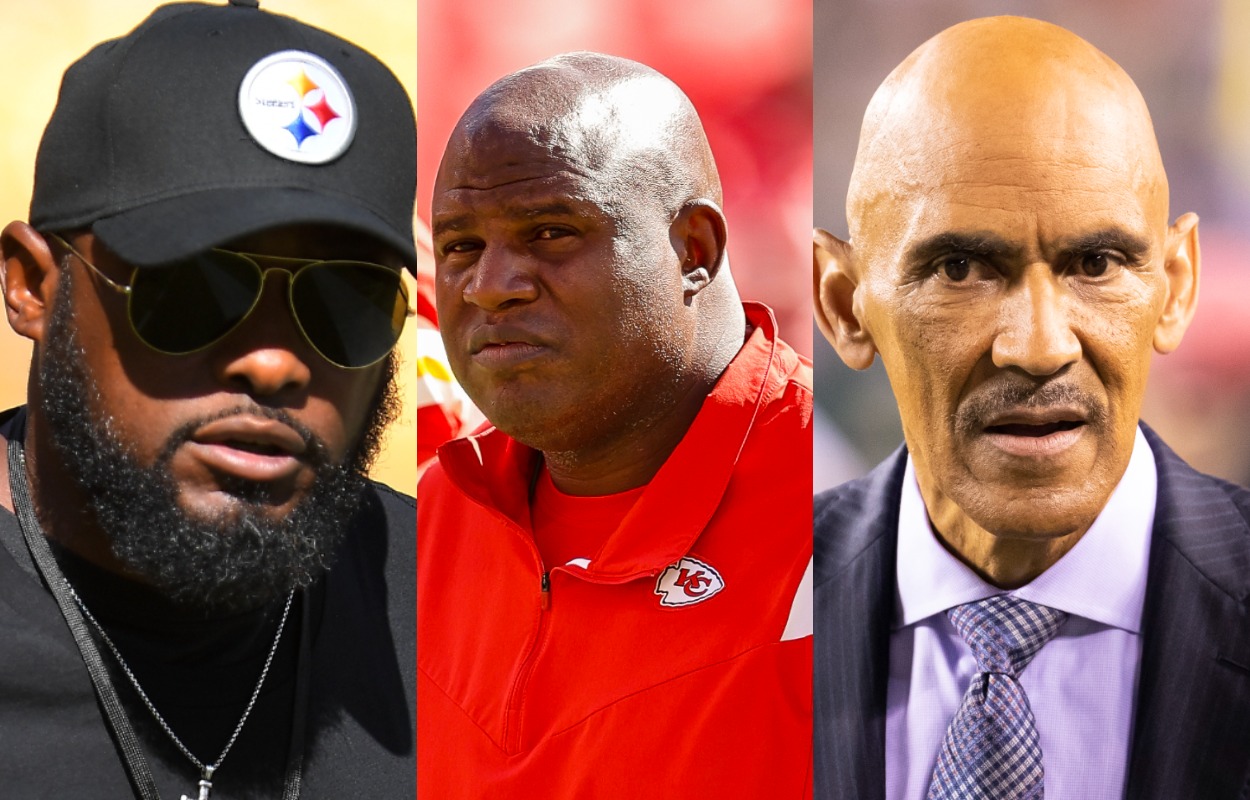 Pittsburgh Steelers head coach Mike Tomlin, Kansas City Chiefs offensive coordinator Eric Bieniemy, and former NFL head coach Tony Dungy.