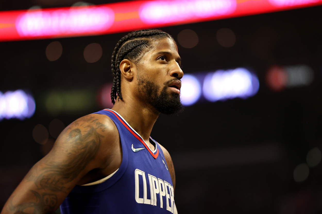 Los Angeles Clippers superstar Paul George in Staples Center in October 2021.