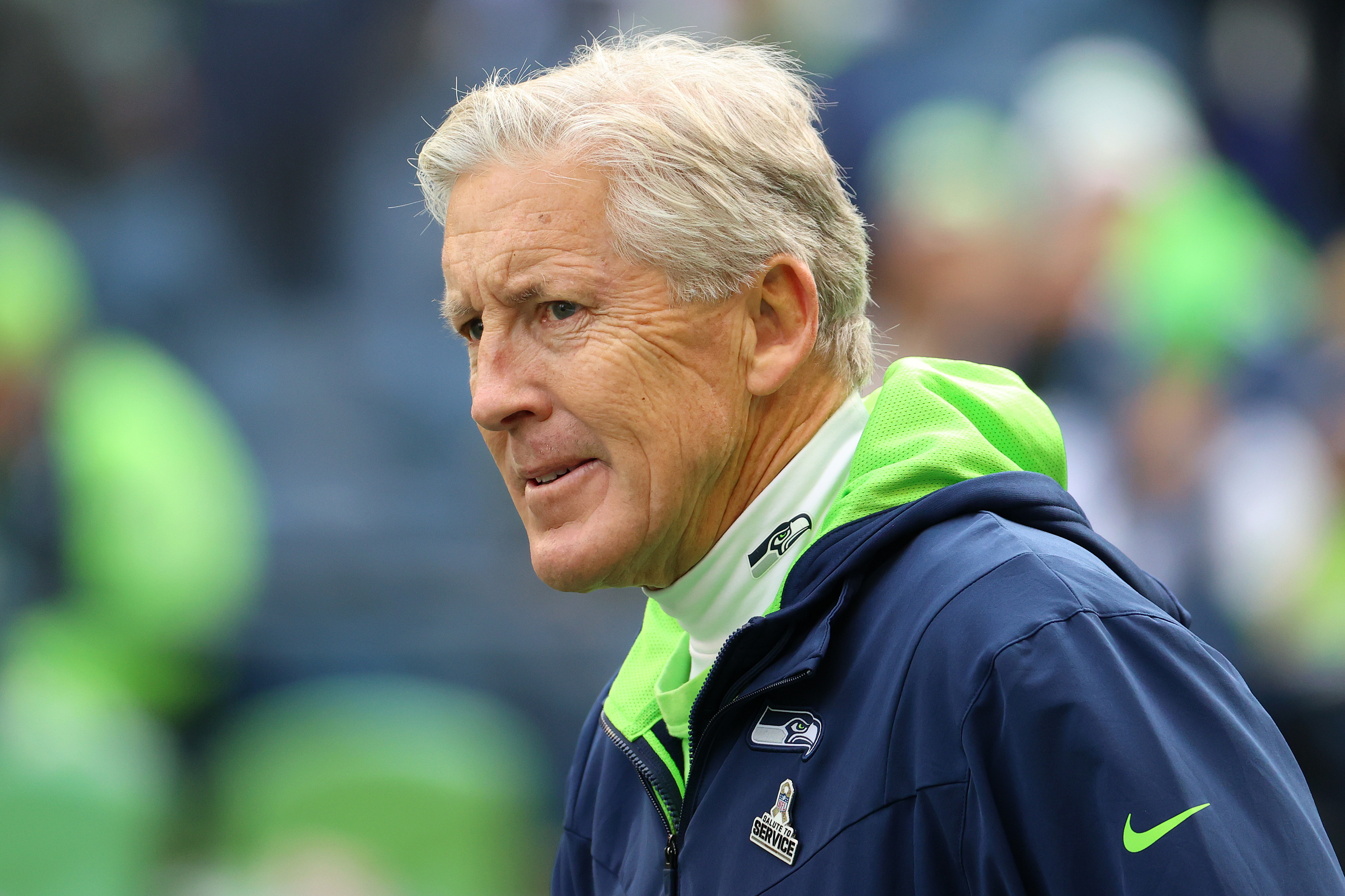 Seahawks head coach Pete Carroll looks on against the Cardinals