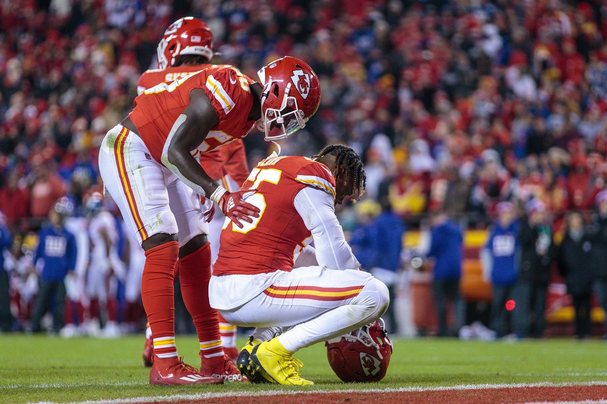 Tyreek Hill and Frank Clark of the Kansas City Chiefs