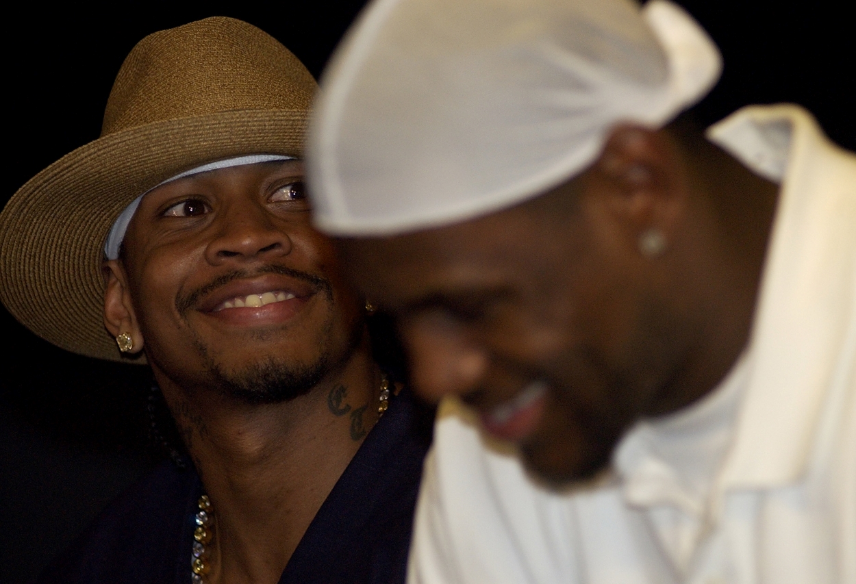 Allen Iverson and LeBron James answer questions during a 2004 press conference.