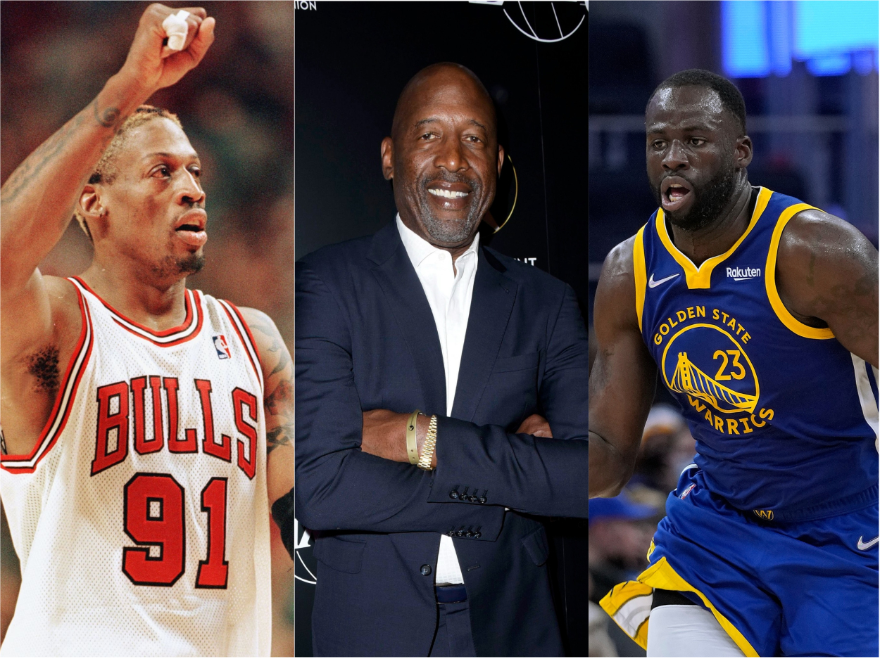 NBA greats Dennis Rodman, James Worthy, and Draymond Green.
