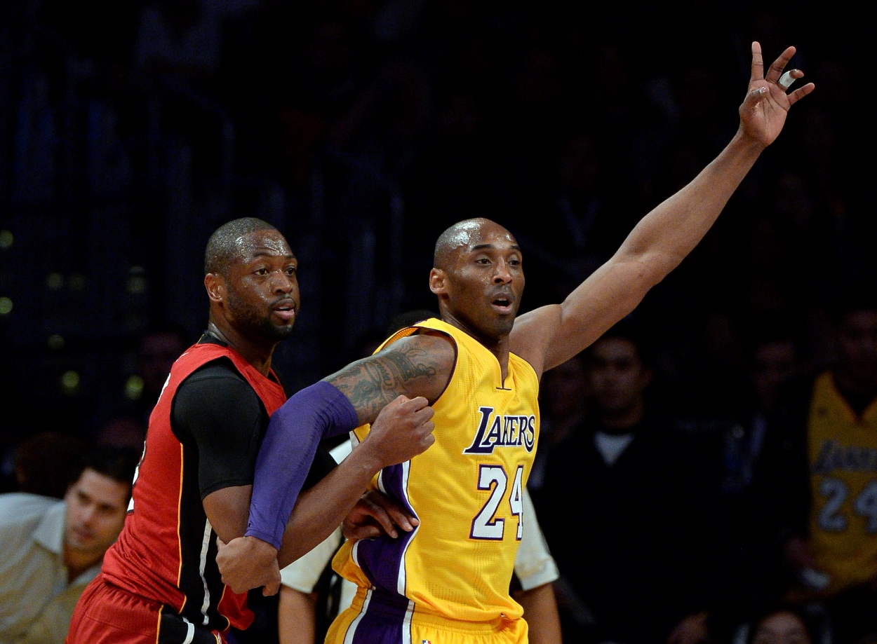 Kobe Bryant of the Los Angeles Lakers calls for a pass.