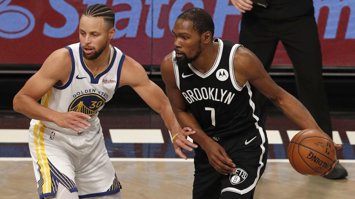 The top two scorers in the NBA collide when Stephen Curry and the Golden State Warriors visit Kevin Durant and the Brooklyn Nets.