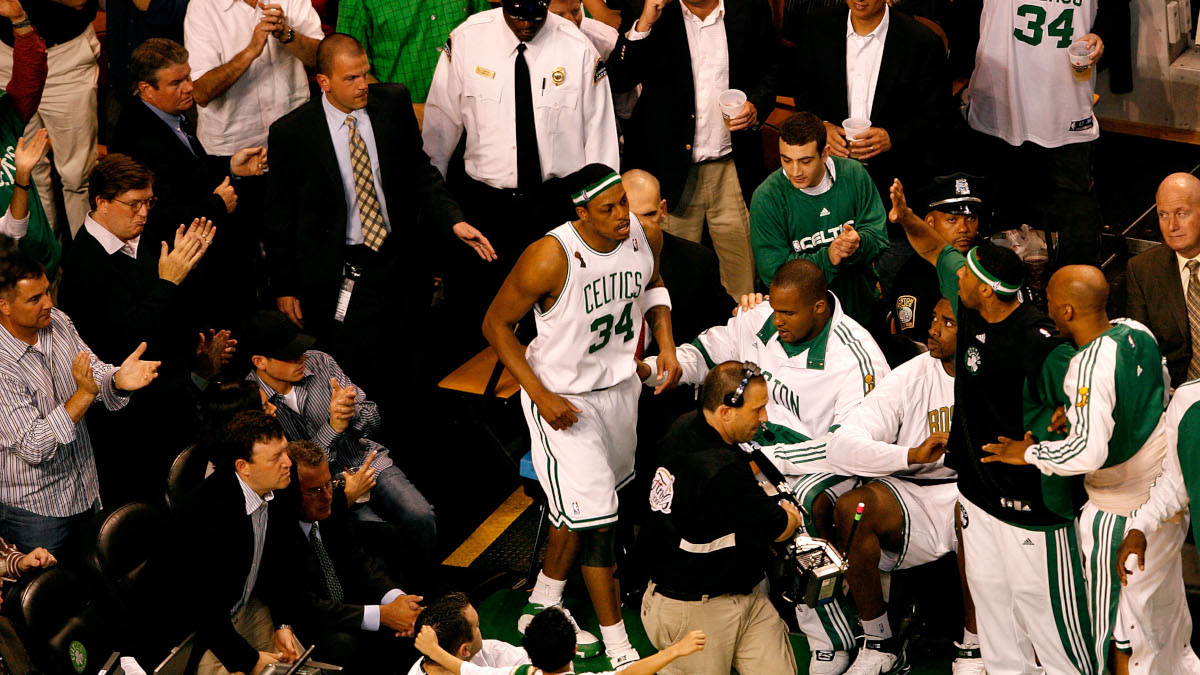 Paul Pierce returned from the Boston Celtics locker room after being taken off in a wheelchair. The reason for his departure has intrigued many for years.