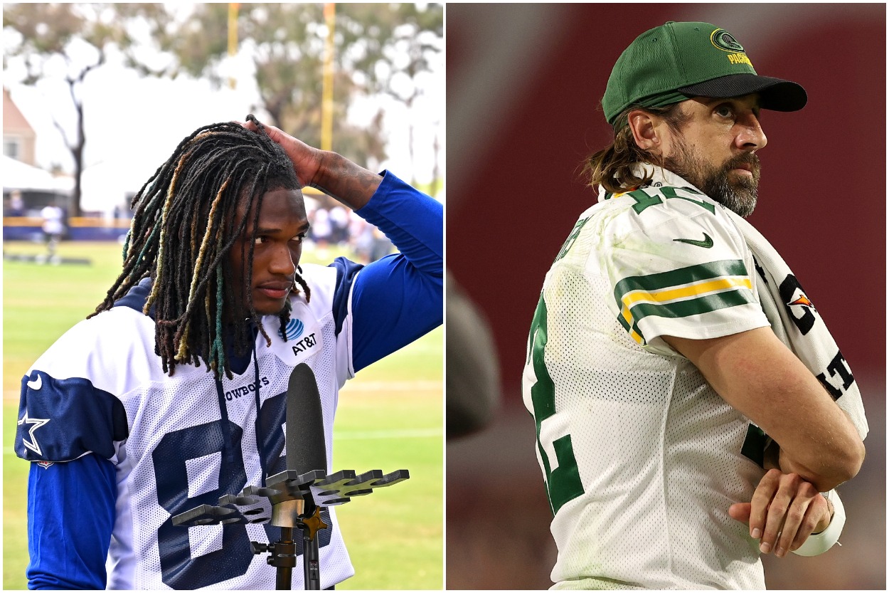 Cowboys WR CeeDee Lamb and Packers QB Aaron Rodgers.