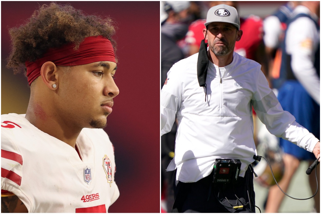 49ers Trey Lance and Kyle Shanahan.