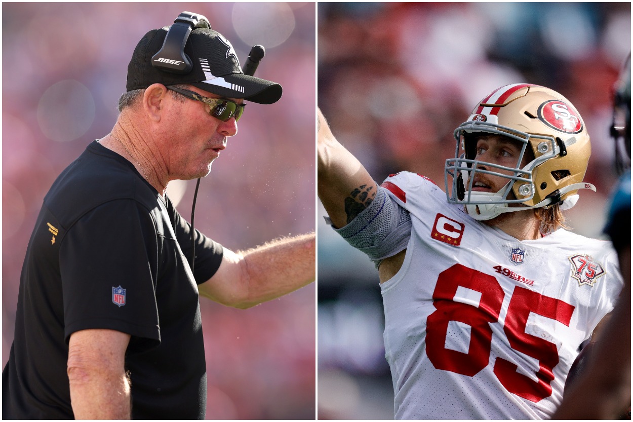 Vikings HC Mike Zimmer and 49ers TE George Kittle.