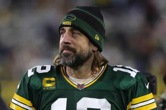 Aaron Rodgers of the Green Bay Packers leaves the field following a game against the Cleveland Browns.