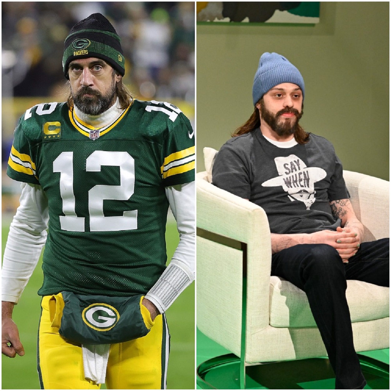 Aaron Rodgers and Pete Davidson
