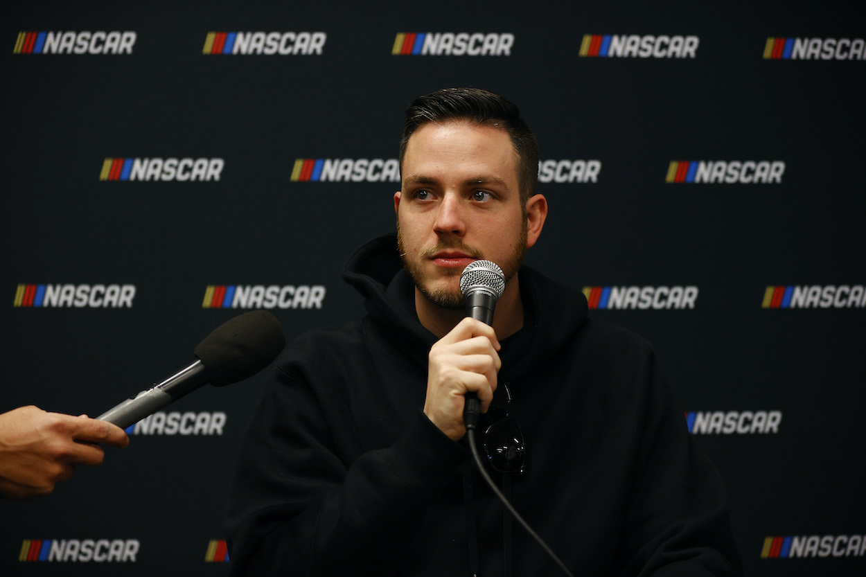 Alex Bowman speaks to media