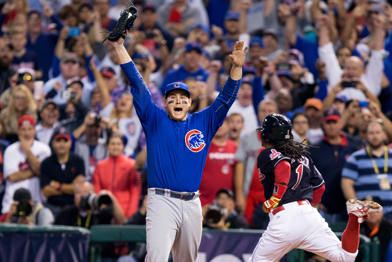Chicago Cubs first baseman Anthony Rizzo in the 2016 World Series.