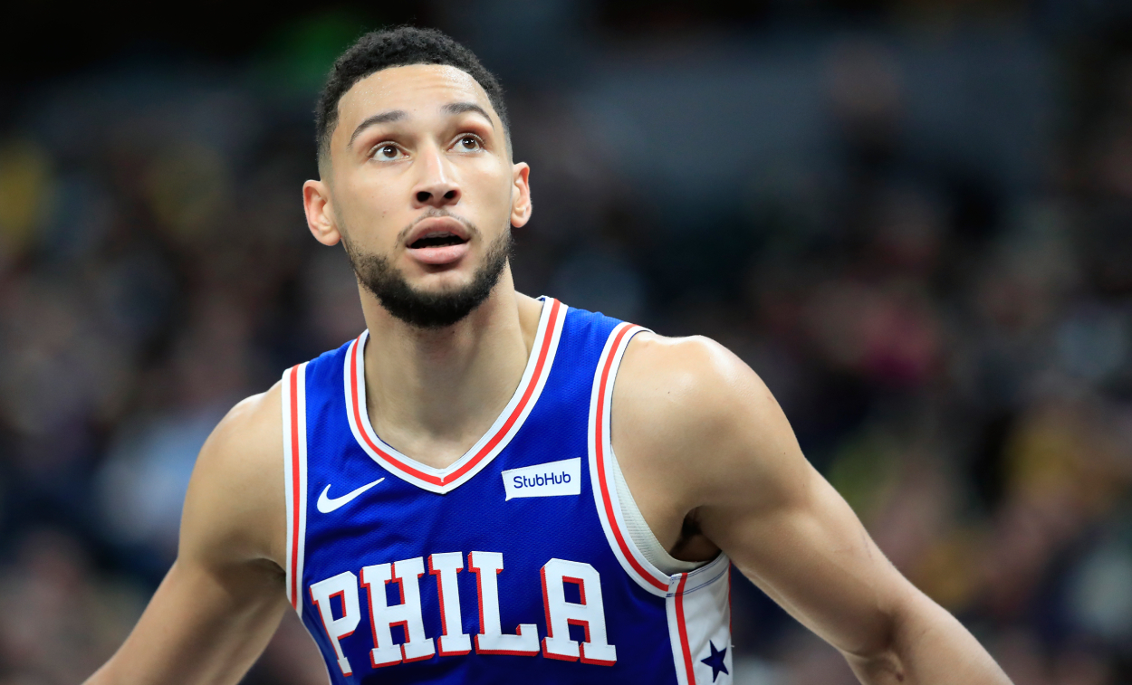 76ers star Ben Simmons, who the Cleveland Cavaliers should consider trading for following Ricky Rubio's recent injury.