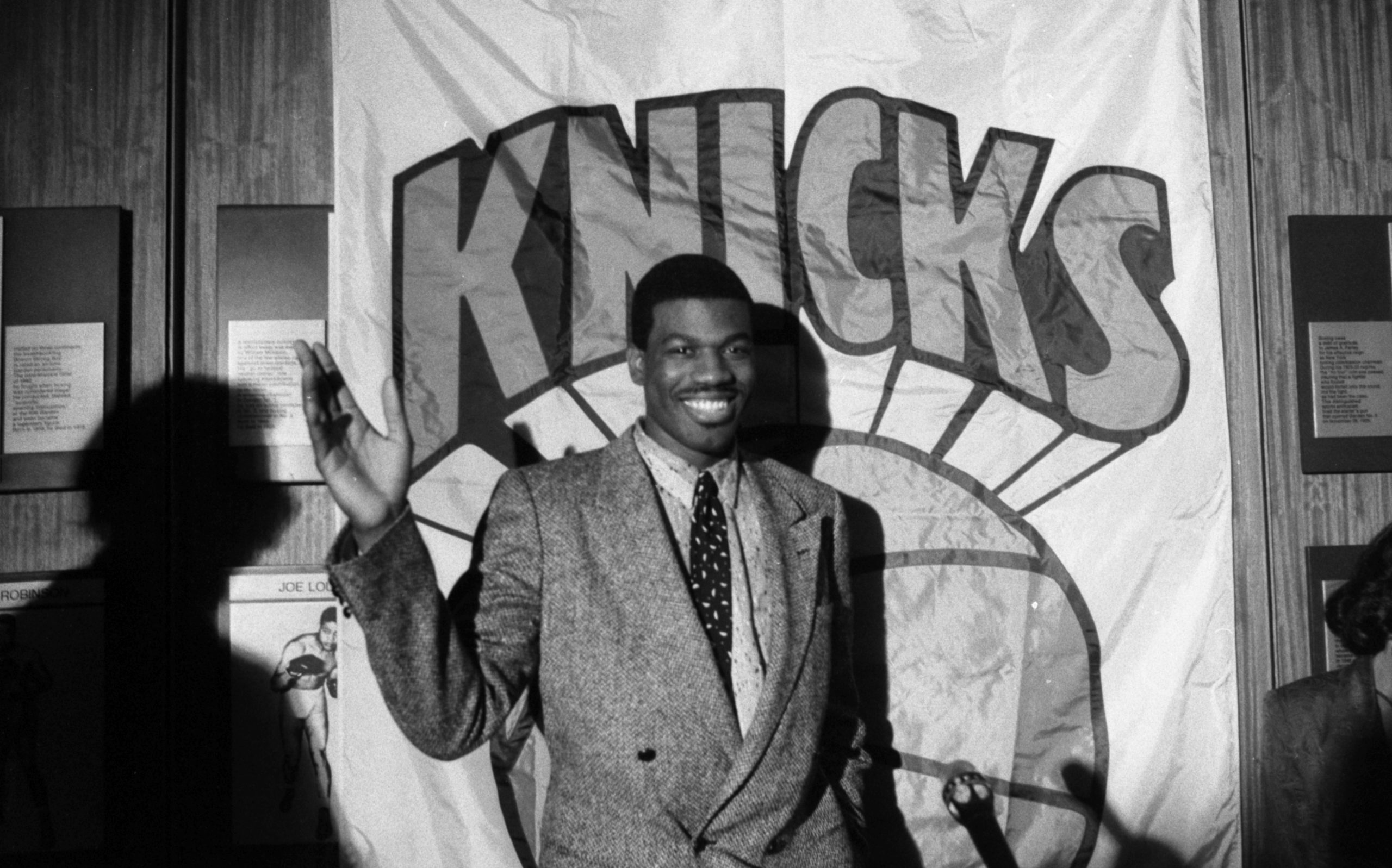Bernard King, ponders a question during a Madison Square Garden news conferenc.