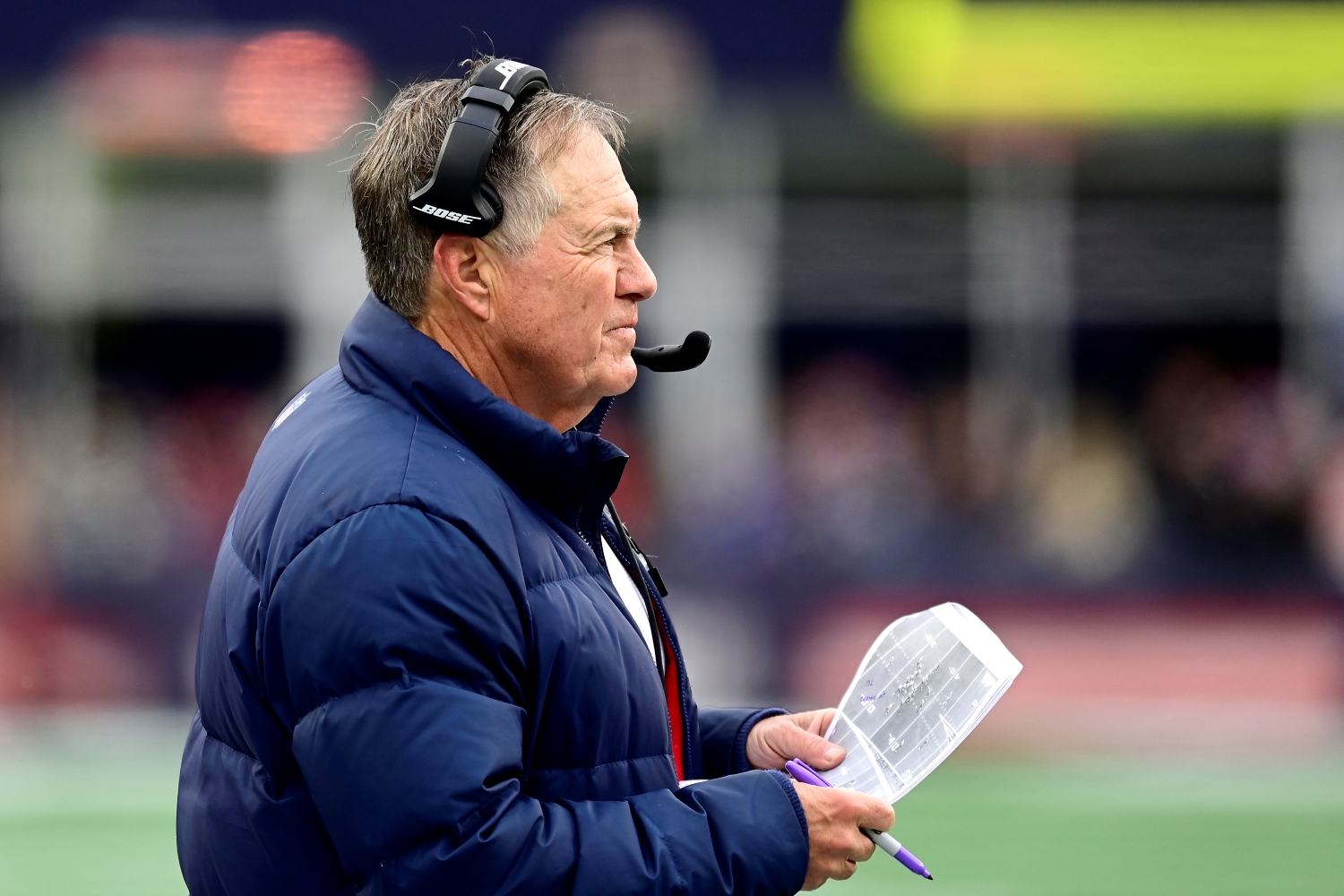 New England Patriots head coach Bill Belichick looks on during a game against the Tennessee Titans.
