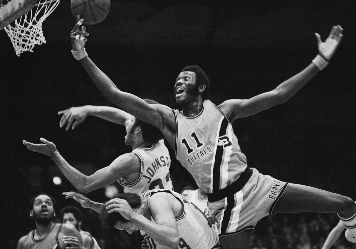 NBA Hall of Famer Bob McAdoo drives to the basket during a game in the 1970s