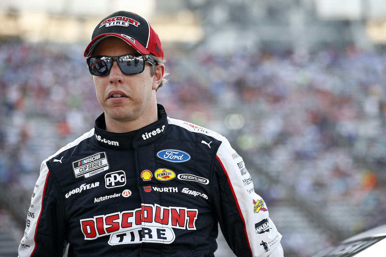 Brad Keselowski waits on grid