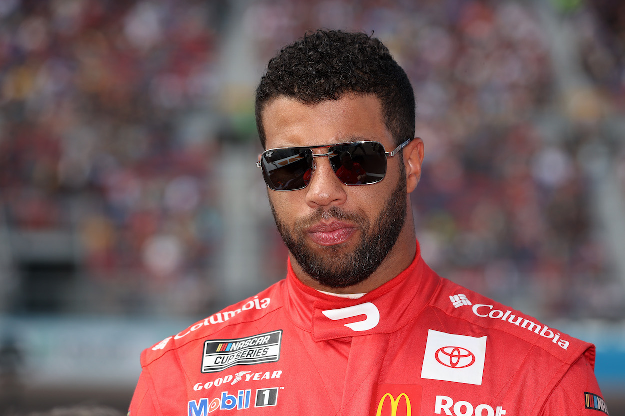 Bubba Wallace waits on grid before race
