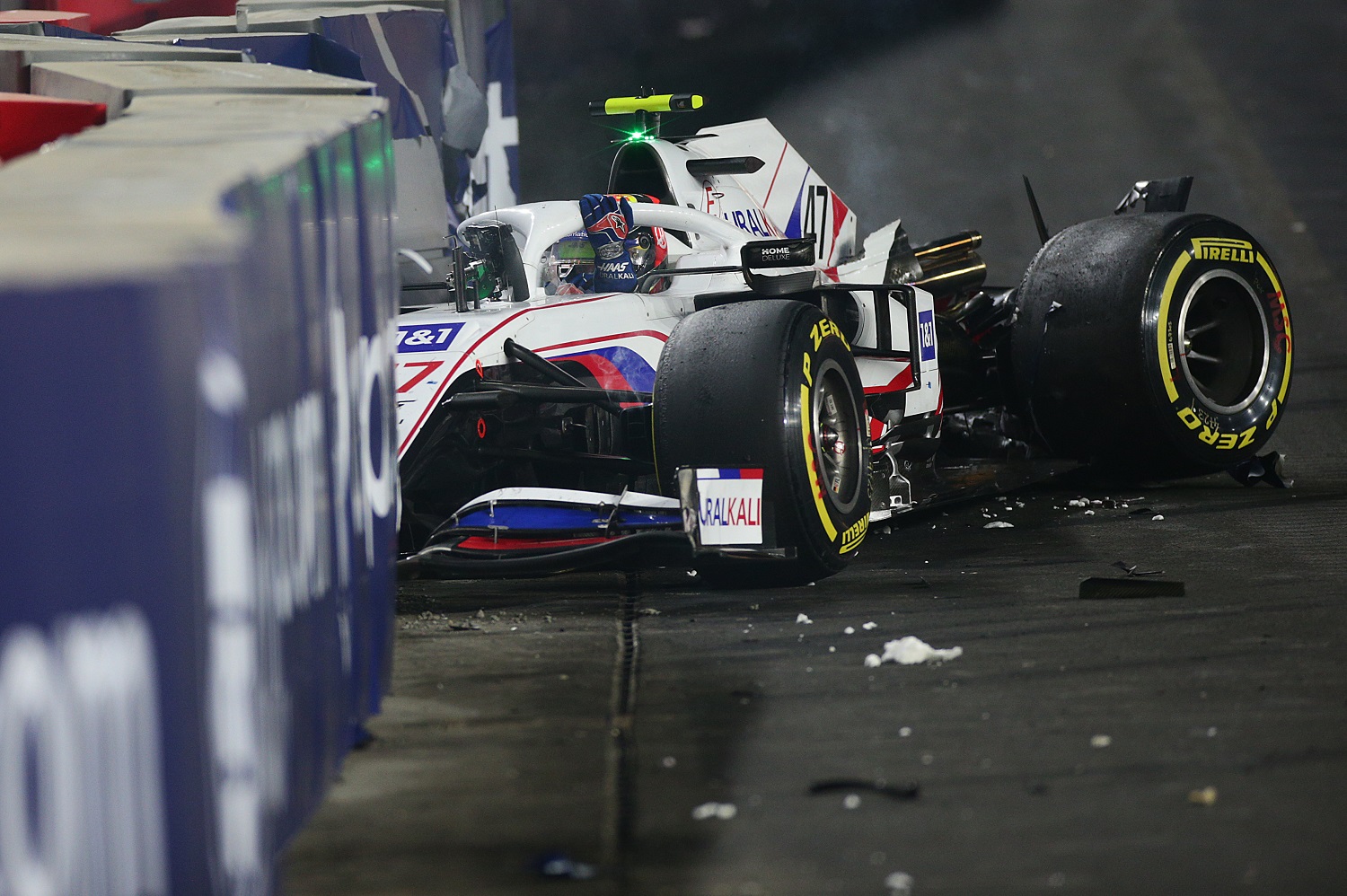 Mick Schumacher crashes during the Formula 1 Grand Prix of Saudi Arabia at Jeddah Corniche Circuit on Dec. 5, 2021. | Peter Fox/Getty Images