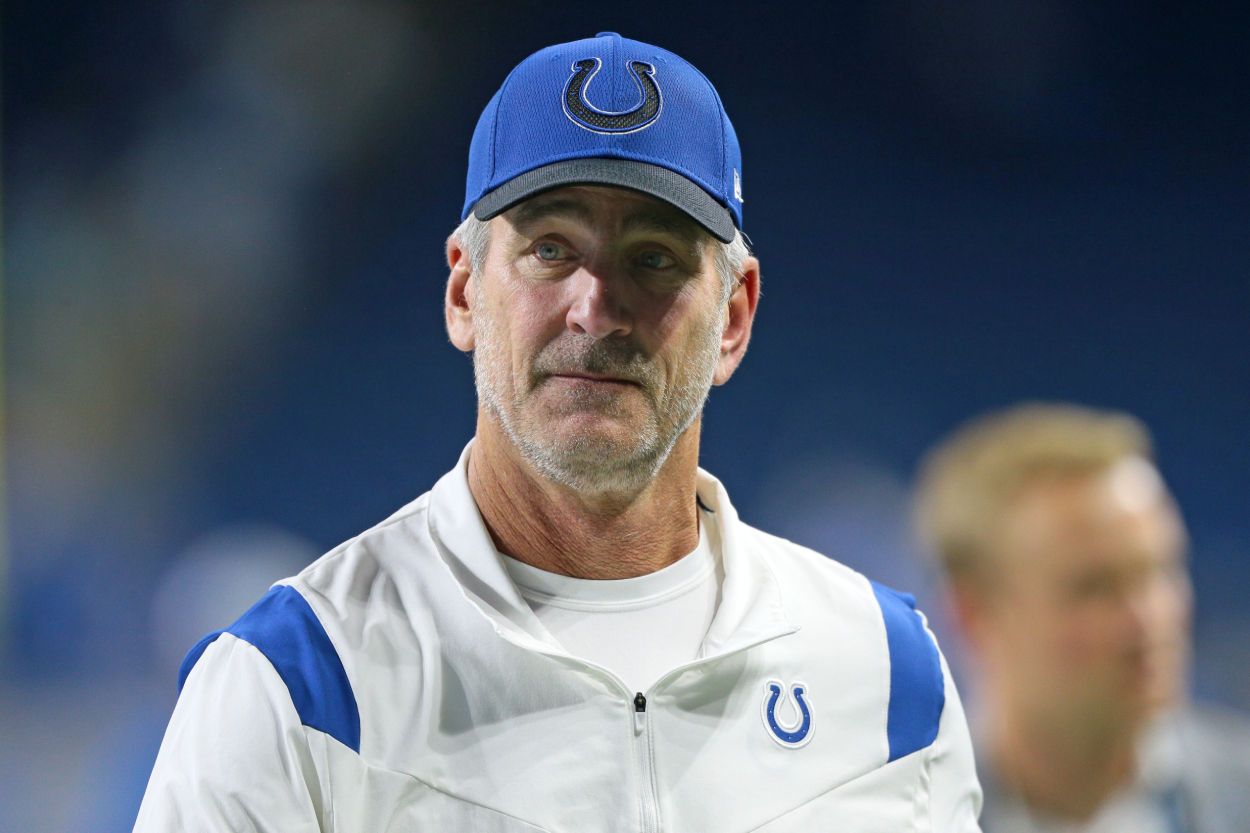 Indianapolis Colts head coach Frank Reich after a preseason game in 2021.
