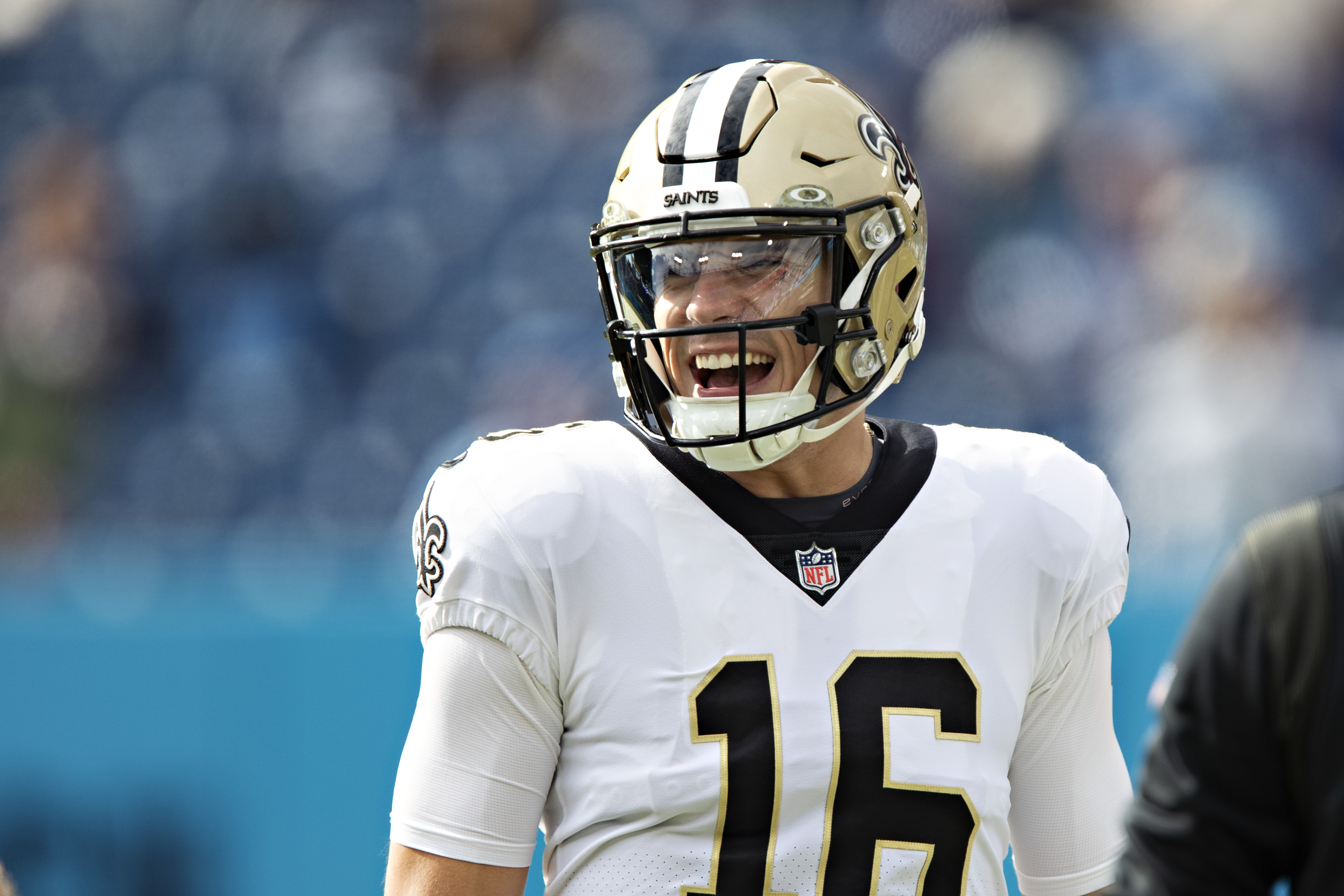 Former Notre Dame QB Ian Book playing for the Saints