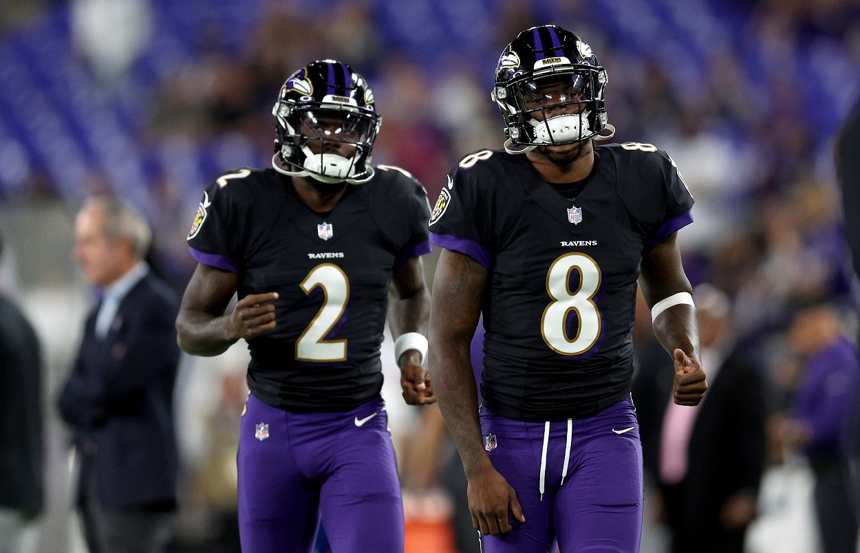 Lamar Jackson and Tyler Huntley, QBs for the Baltimore Ravens 