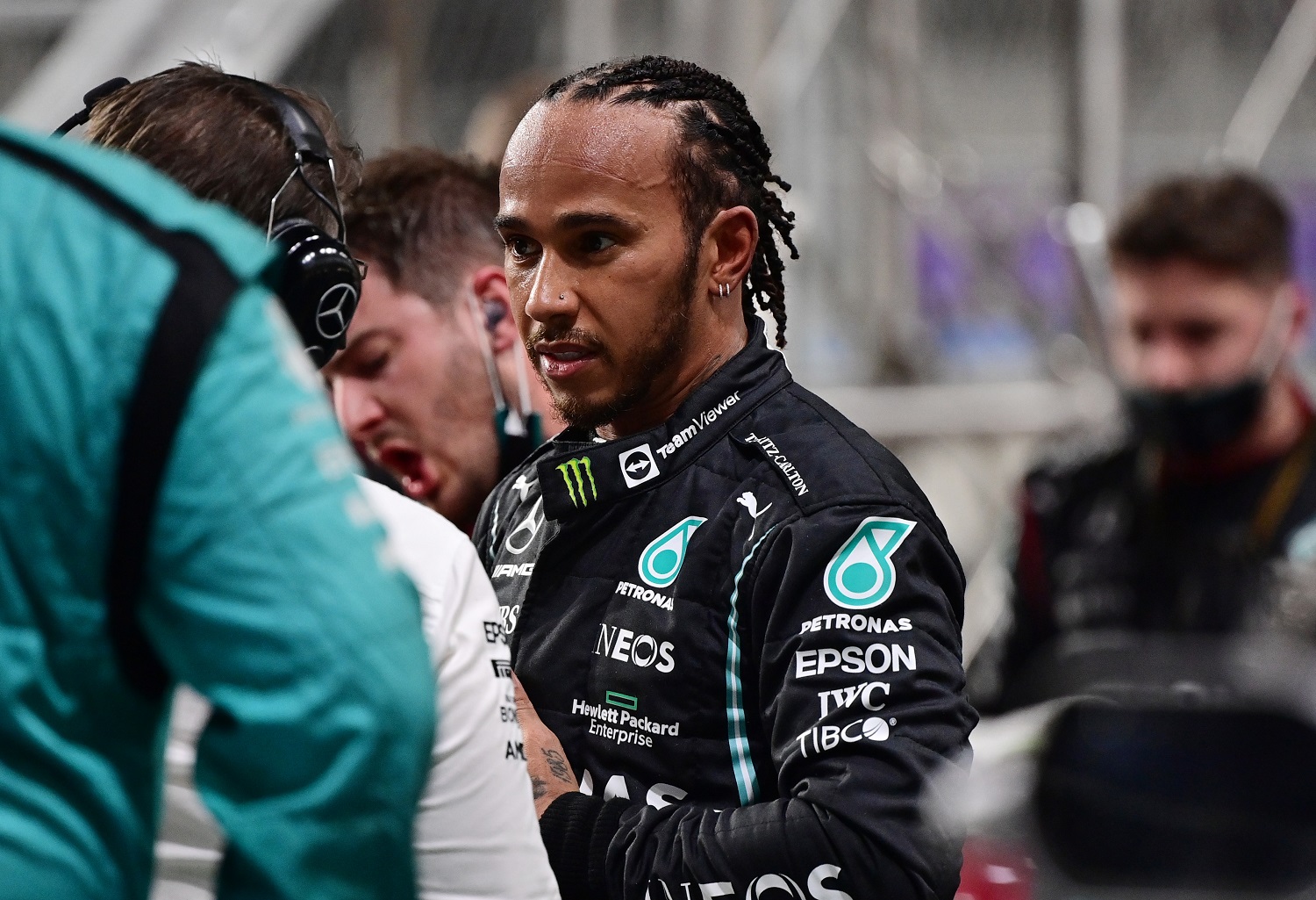 Lewis Hamilton of Great Britain and Mercedes needs to finish in the top 10 and ahead of Max Verstappen at the Abu Dhabi Grand Prix to secure his eighth World Drivers' Championship. | Andrej Isakovic - Pool/Getty Images