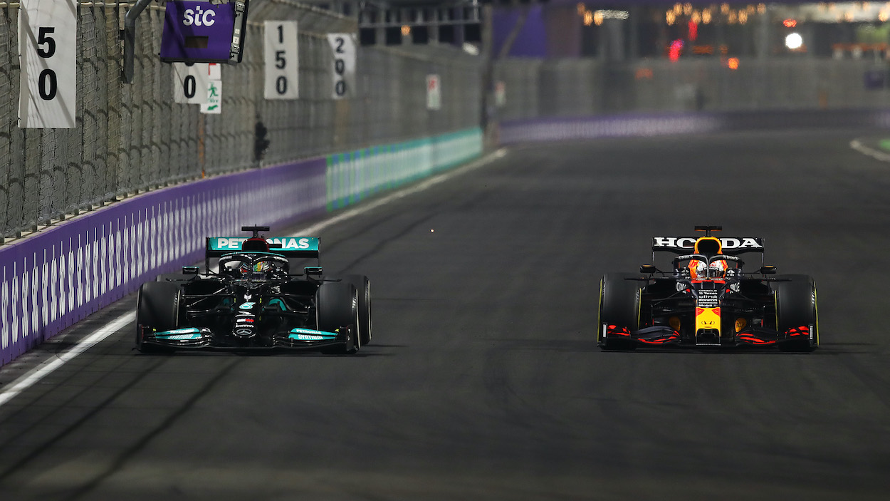 Lewis Hamilton and Max Verstappen at F1 Grand Prix of Saudi Arabia