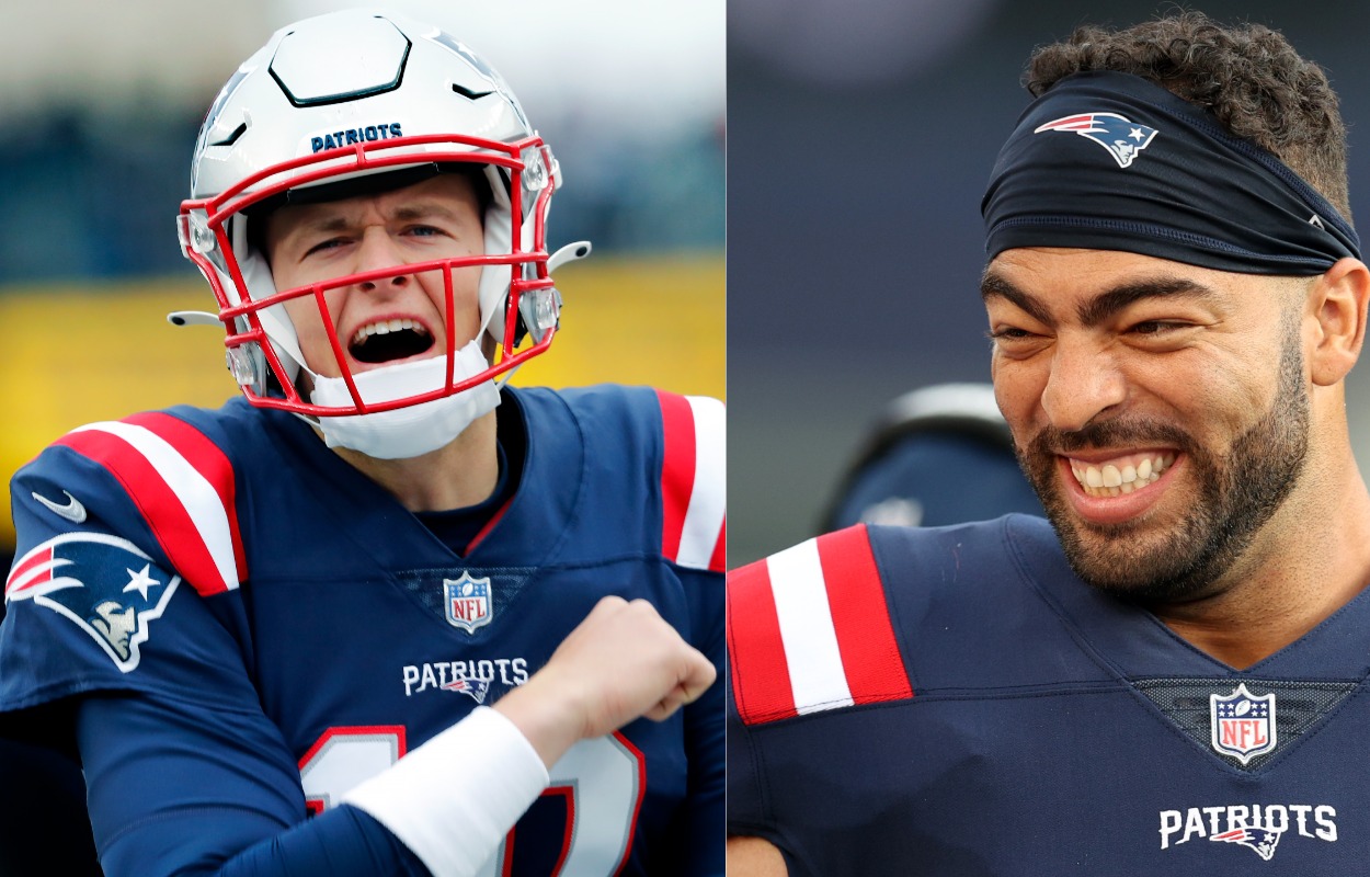 New England Patriots quarterback Mac Jones (L) and pass-rusher Kyle Van Noy in 2021.