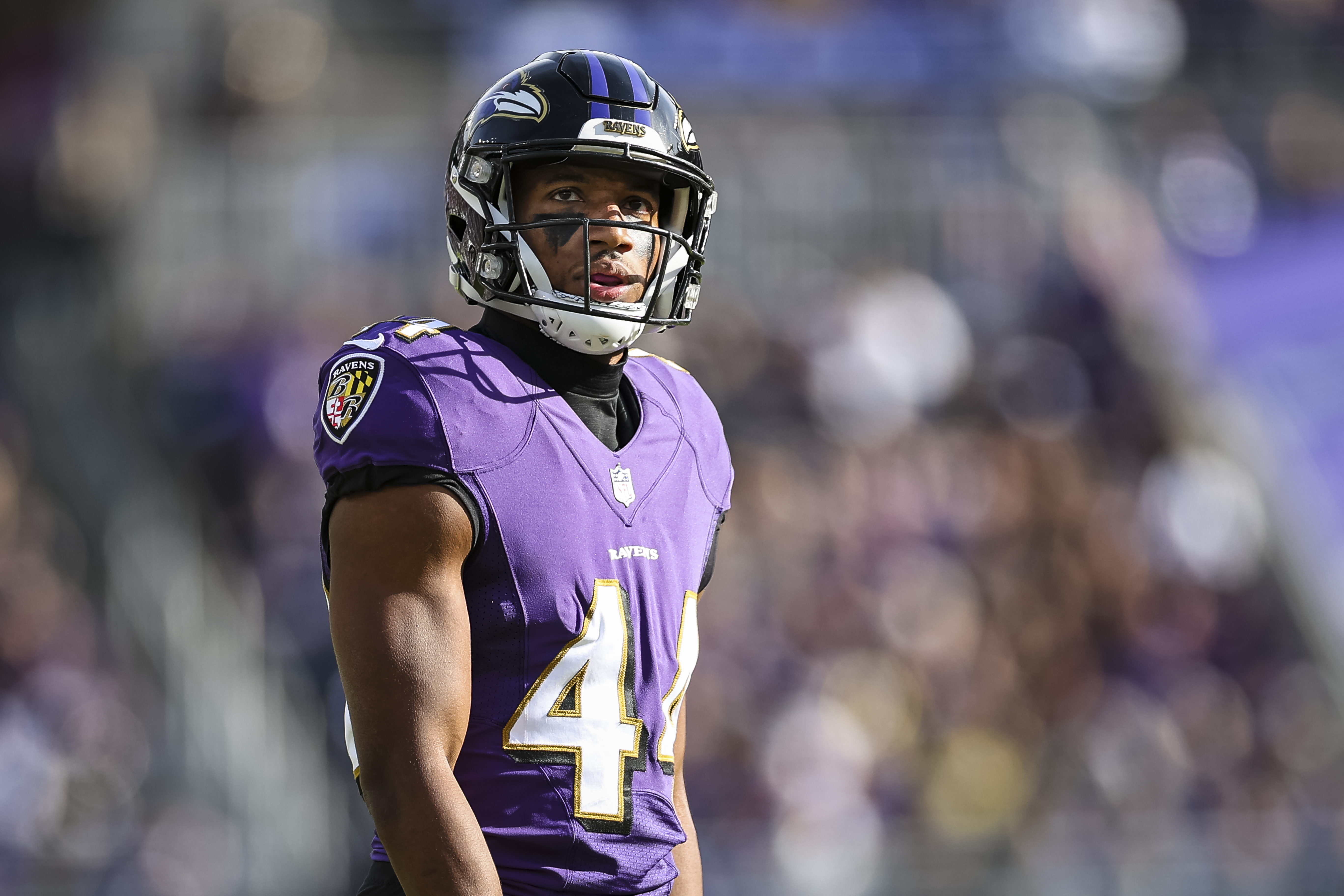 Ravens cornerback Marlon Humphrey looks on during game against the Vikings