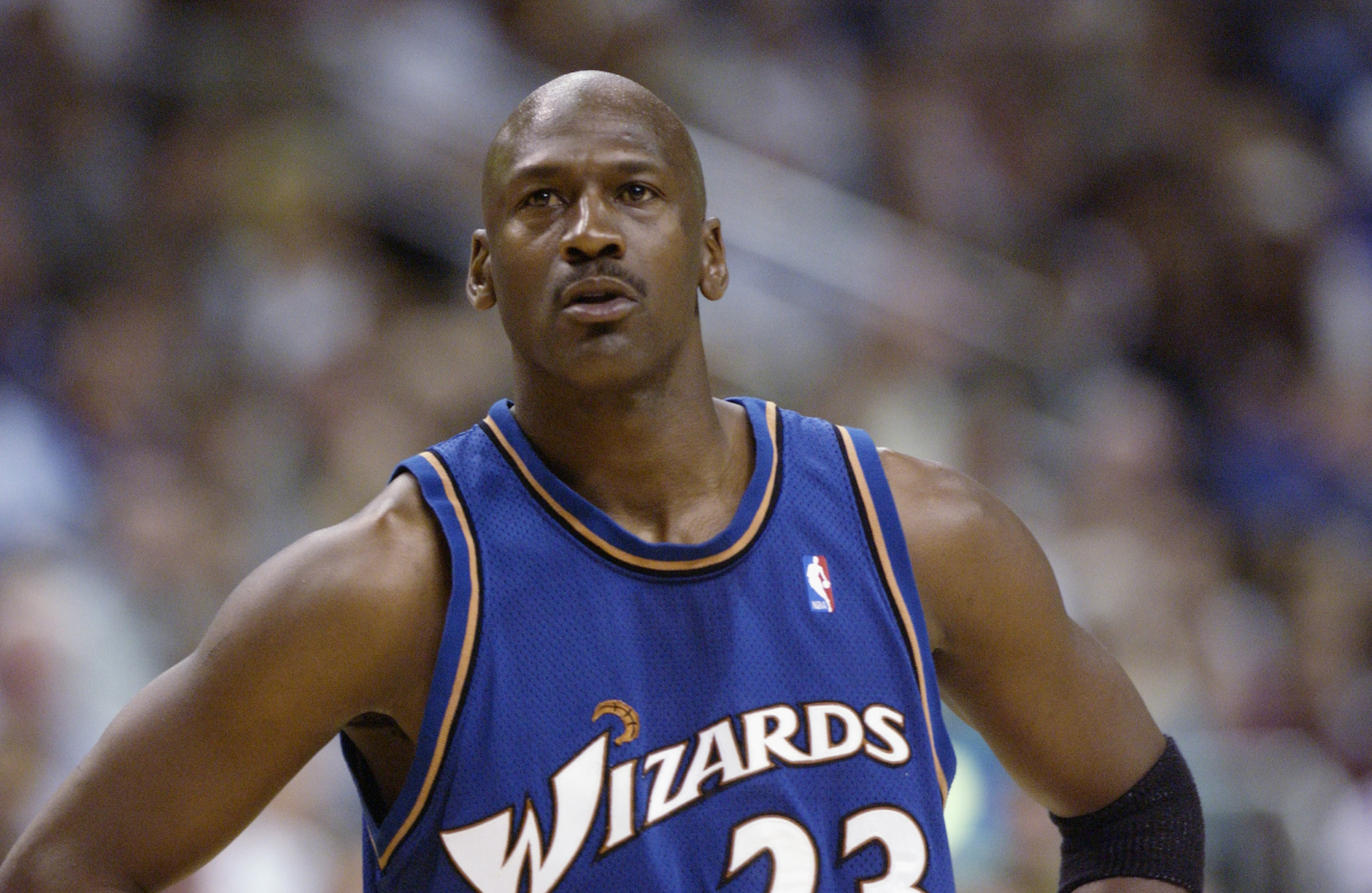 Michael Jordan during his Washington Wizards career in March 2003.